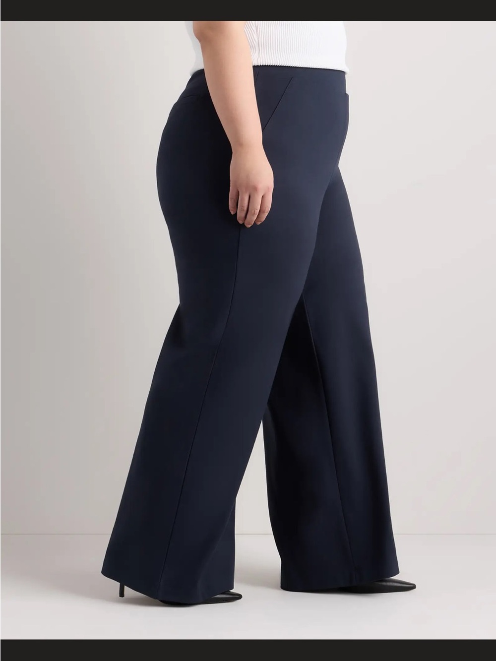 NWT Quince Ponte Knit Wide Leg Pants Navy 2X